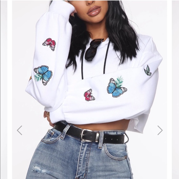 NWOT Butterfly Cropped Hoodie - Picture 3 of 7